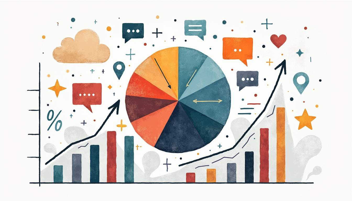 A vibrant pie chart segmented by various demographic categories